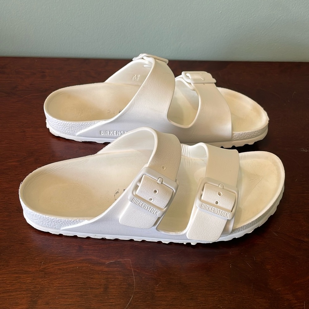 Birkenstock Arizona Essentials White Two-Strap Eva Sandal -Size 38